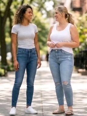 Lot of 2 Express Skinny Ankle Jeans Mid Wash & Light Wash Distressed Size 10R